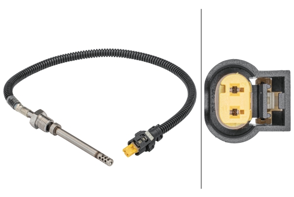 Sensore, Temperatura gas scarico - 6PT 358 181-741 HELLA