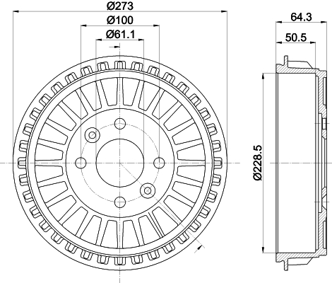 Brake Drum - 8DT 355 303-201 HELLA