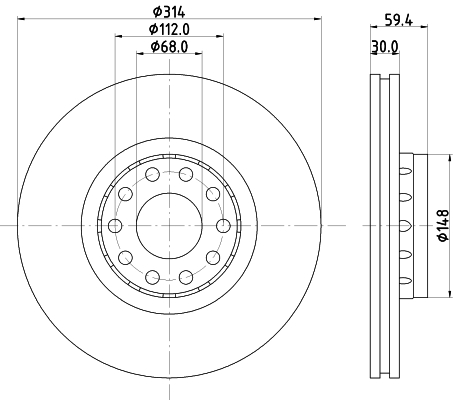 Brake Disc - 8DD 355 127-191 HELLA