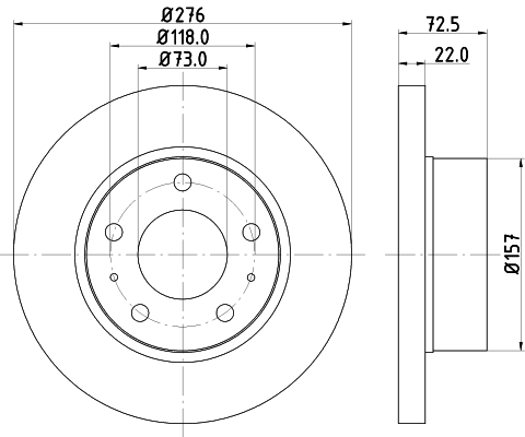 Brake Disc - 8DD 355 107-401 HELLA