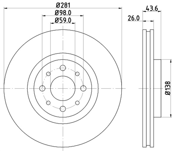 Brake Disc - 8DD 355 107-831 HELLA
