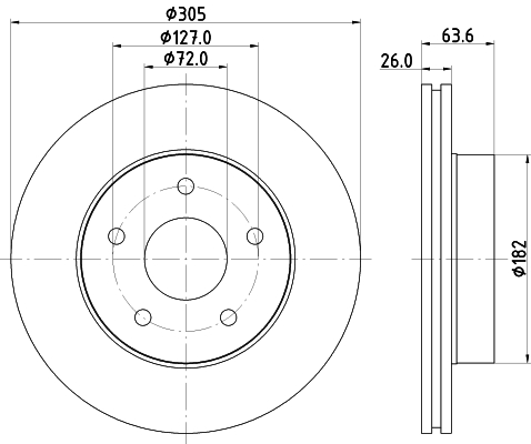 Brake Disc - 8DD 355 108-601 HELLA
