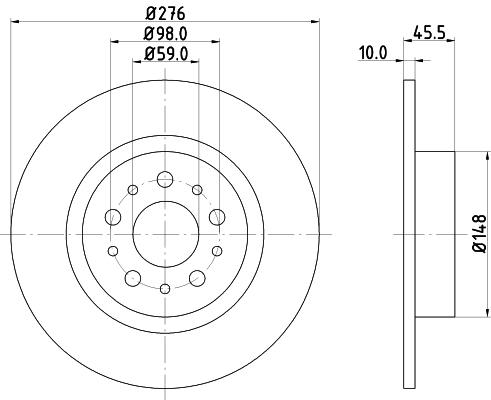 Brake Disc - 8DD 355 108-731 HELLA