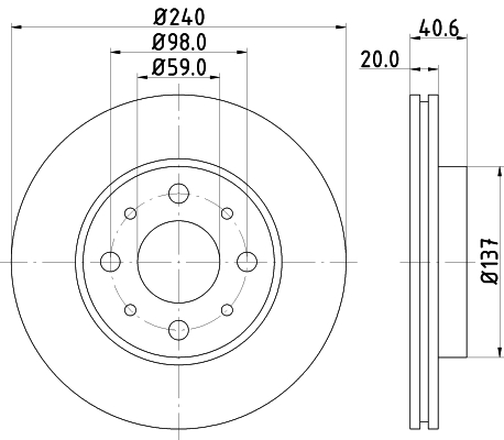 Brake Disc - 8DD 355 109-121 HELLA