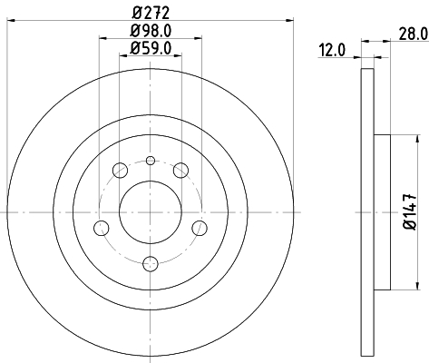 Brake Disc - 8DD 355 109-151 HELLA