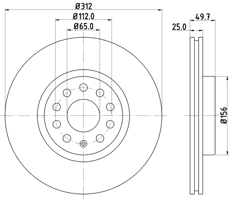 Brake Disc - 8DD 355 127-971 HELLA