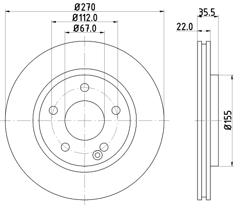 Brake Disc - 8DD 355 128-161 HELLA