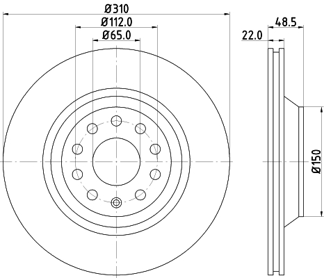 Brake Disc - 8DD 355 128-451 HELLA