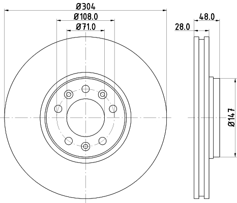 Brake Disc - 8DD 355 113-671 HELLA