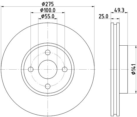 Brake Disc - 8DD 355 115-741 HELLA