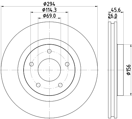 Brake Disc - 8DD 355 129-041 HELLA