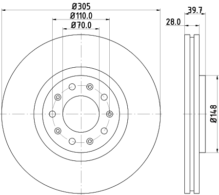 Brake Disc - 8DD 355 116-631 HELLA