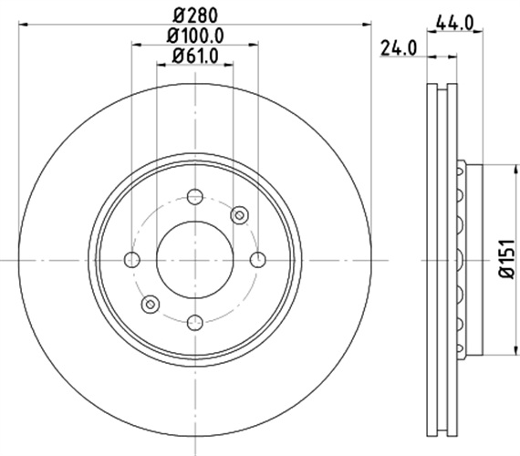 Brake Disc - 8DD 355 129-611 HELLA