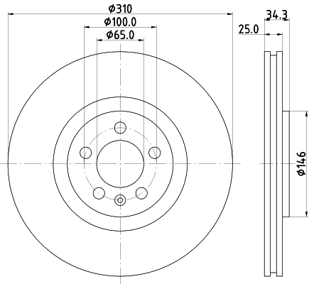 Brake Disc - 8DD 355 122-811 HELLA
