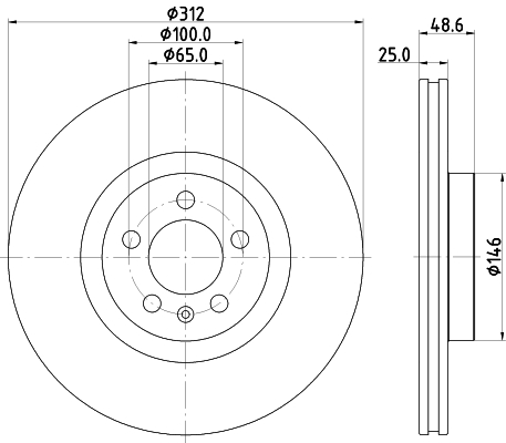 Brake Disc - 8DD 355 132-011 HELLA
