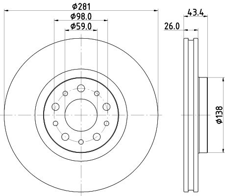 Brake Disc - 8DD 355 132-131 HELLA