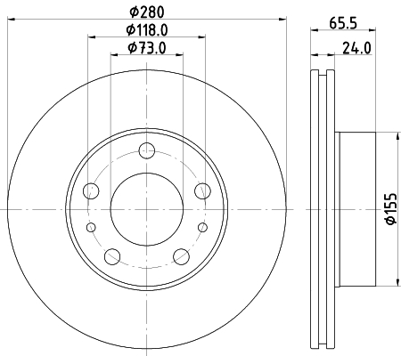 Brake Disc - 8DD 355 132-141 HELLA