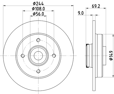 Brake Disc - 8DD 355 132-161 HELLA