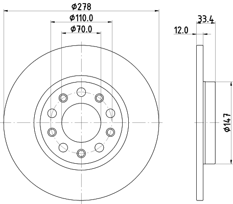 Brake Disc - 8DD 355 133-721 HELLA