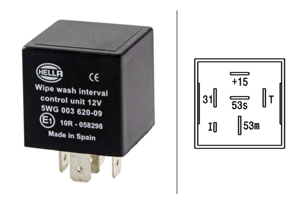Relais, Wisch-Wasch-Intervall - 5WG 003 620-097 HELLA