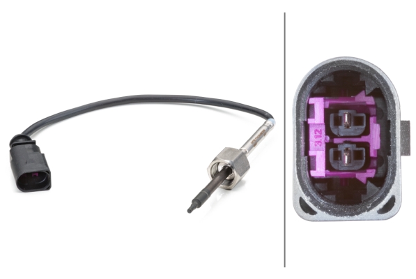 Sensore, Temperatura gas scarico - 6PT 014 494-161 HELLA
