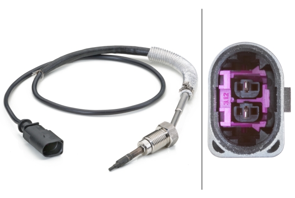Sensore, Temperatura gas scarico - 6PT 014 494-261 HELLA