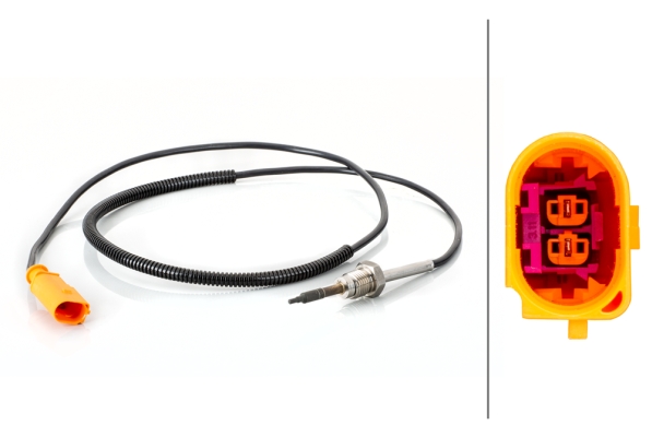 Sensore, Temperatura gas scarico - 6PT 014 494-801 HELLA