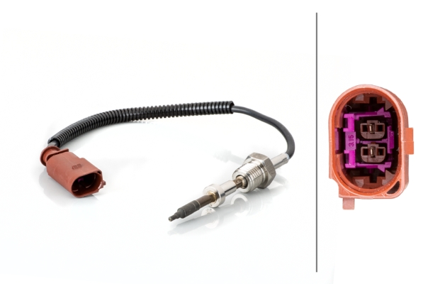Sensore, Temperatura gas scarico - 6PT 014 494-721 HELLA