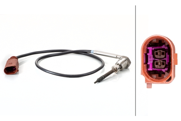 Sensore, Temperatura gas scarico - 6PT 014 494-691 HELLA
