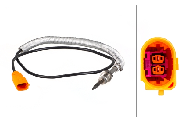 Sensore, Temperatura gas scarico - 6PT 014 494-601 HELLA