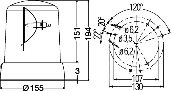 Proiettore rotante - 2RL 008 061-111 HELLA