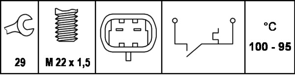 Temperature Switch, radiator fan - 6ZT 007 807-001 HELLA