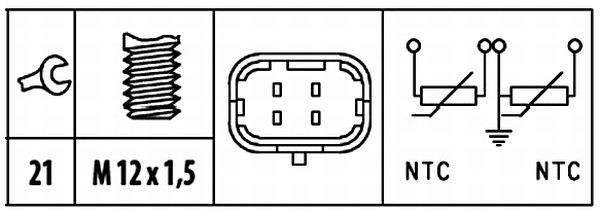 Sensor, coolant temperature - 6PT 009 309-581 HELLA