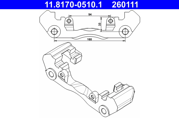 Supporto, Pinza freno - 11.8170-0510.1 ATE