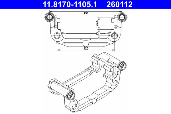 Carrier, brake caliper - 11.8170-1105.1 ATE