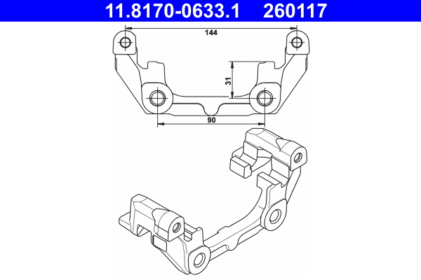 Supporto, Pinza freno - 11.8170-0633.1 ATE
