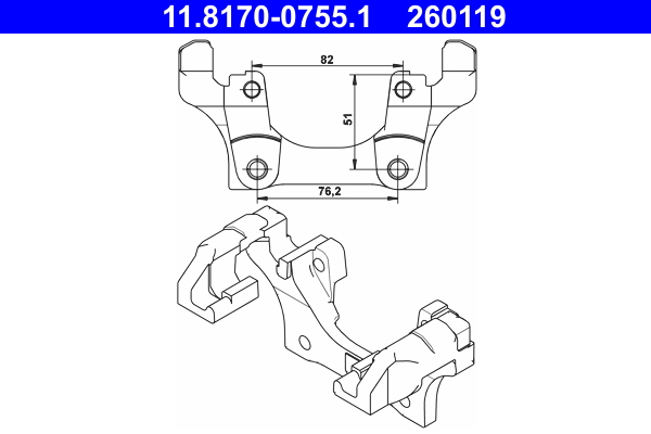 Carrier, brake caliper - 11.8170-0755.1 ATE