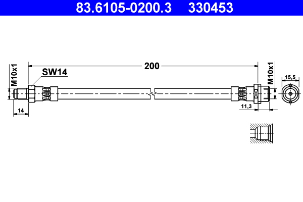 stabdžių žarnelė - 83.6105-0200.3 ATE