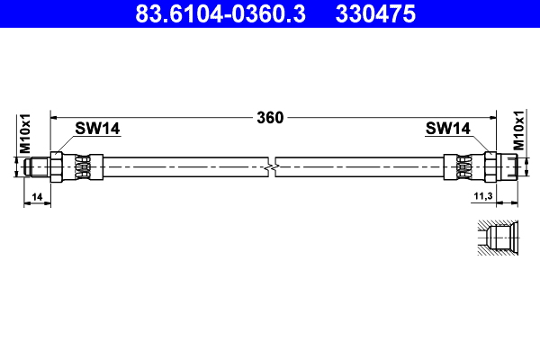 stabdžių žarnelė - 83.6104-0360.3 ATE