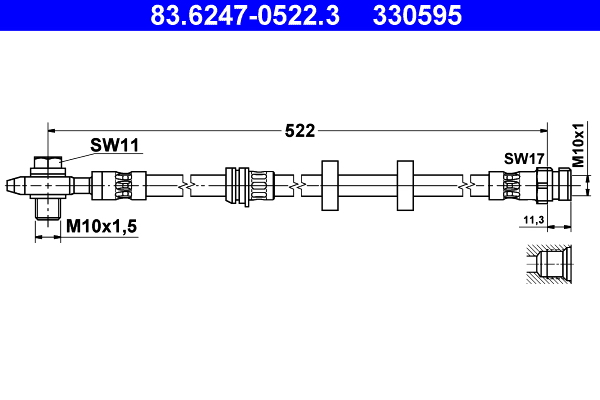 Brake Hose - 83.6247-0522.3 ATE