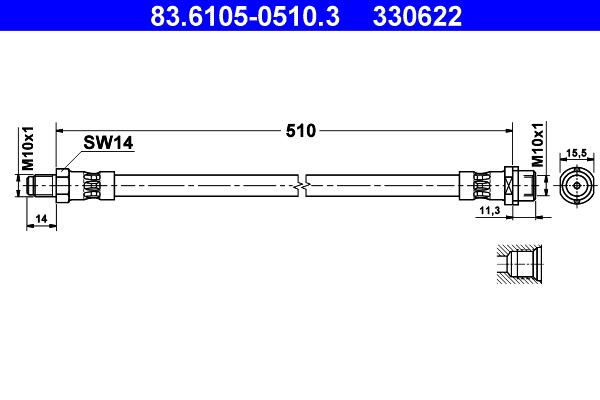 Brake Hose - 83.6105-0510.3 ATE