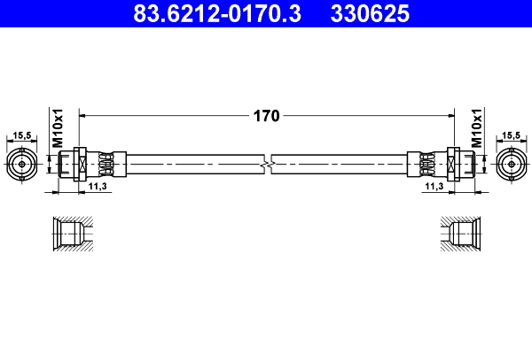 stabdžių žarnelė - 83.6212-0170.3 ATE