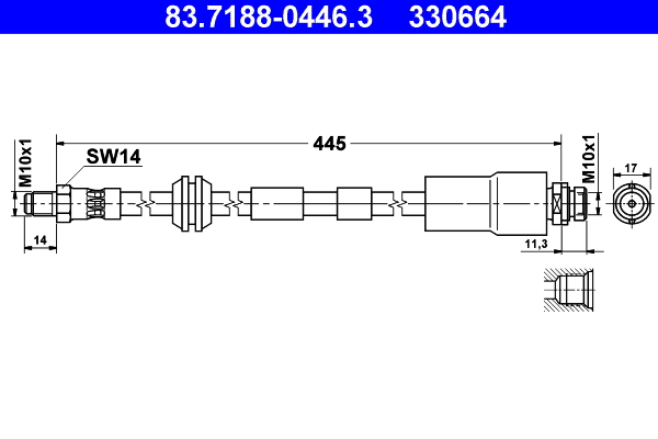 Brake Hose - 83.7188-0446.3 ATE