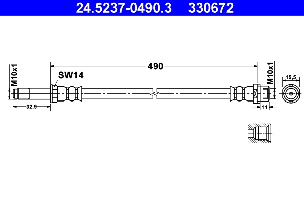 Brake Hose - 24.5237-0490.3 ATE