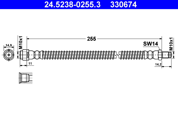 Flessibile del freno - 24.5238-0255.3 ATE