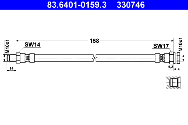 Brake Hose - 83.6401-0159.3 ATE