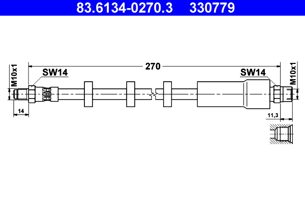 Brake Hose - 83.6134-0270.3 ATE