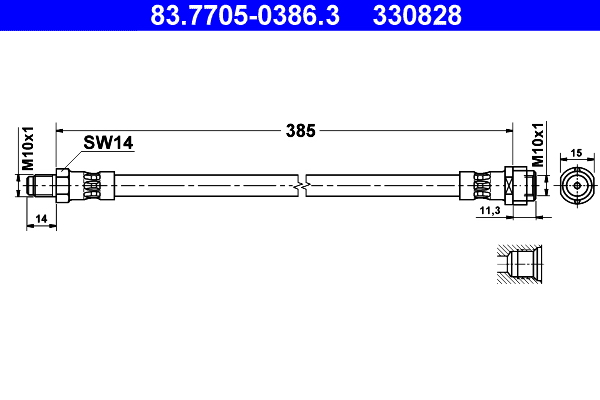 Flessibile del freno - 83.7705-0386.3 ATE