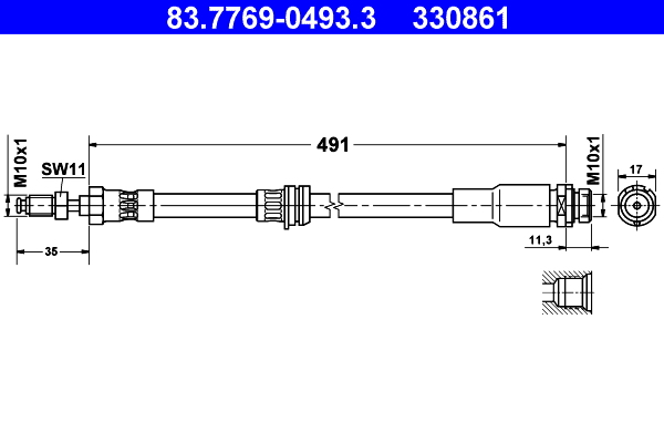 Brake Hose - 83.7769-0493.3 ATE