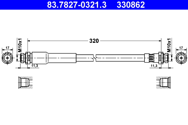 Flessibile del freno - 83.7827-0321.3 ATE